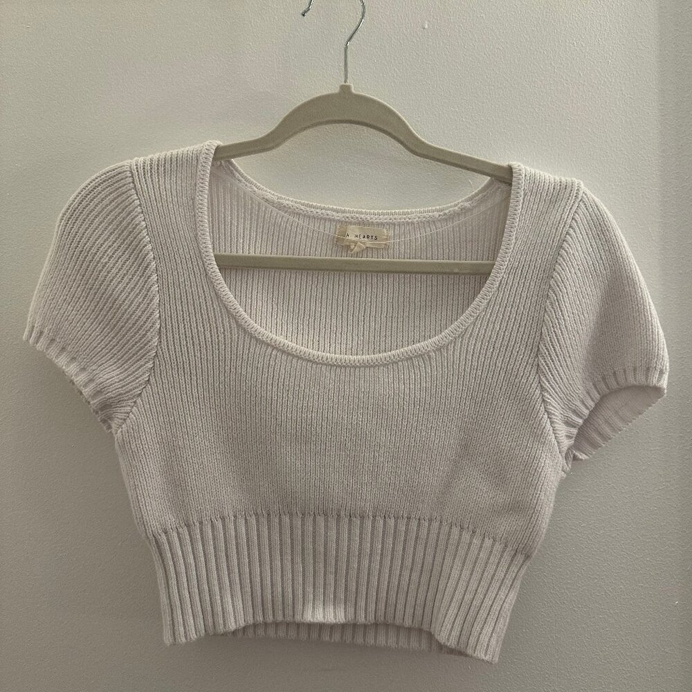 White Knitted Crop Top
